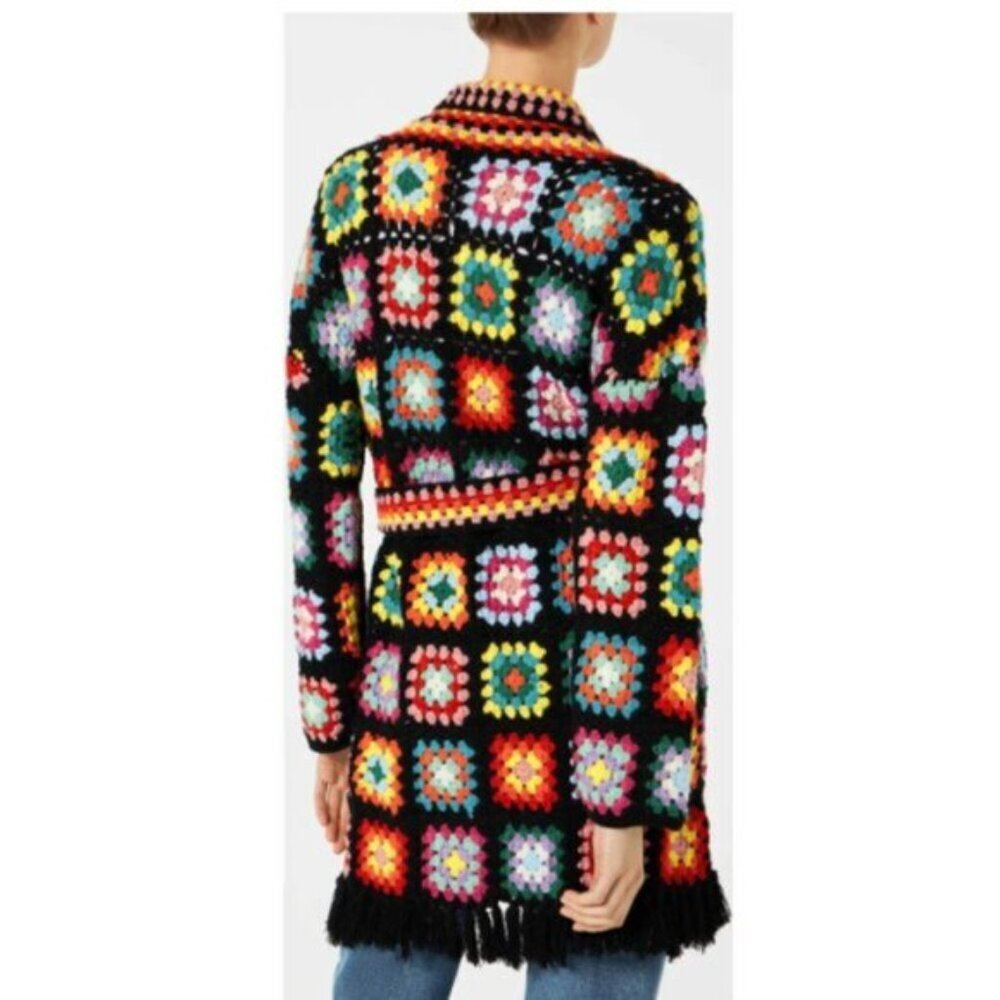 MC2 Saint Barth Multicolor Crochet Wool Coat With Belt - S/M, NWOTs 🇮🇹 - Picture 12 of 16